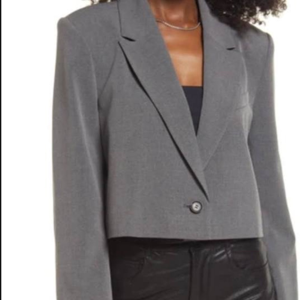 Open Edit Cropped Gray Blazer Work Wear